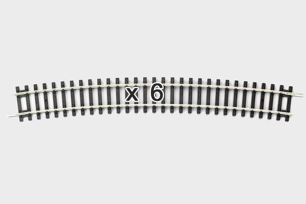 55219 Box of 6 Curved Track, R9/15° (HO-Scale)
